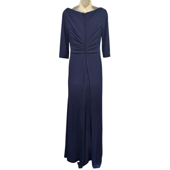 La Femme Ruched Jersey Column Gown in Navy Blue NWOT Size 8 - Picture 5 of 6